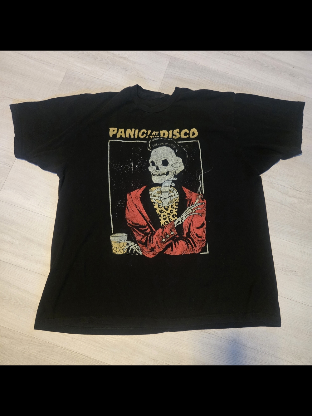 Panic! At The Disco Black Graphic Band Tee with Red and Yellow Print